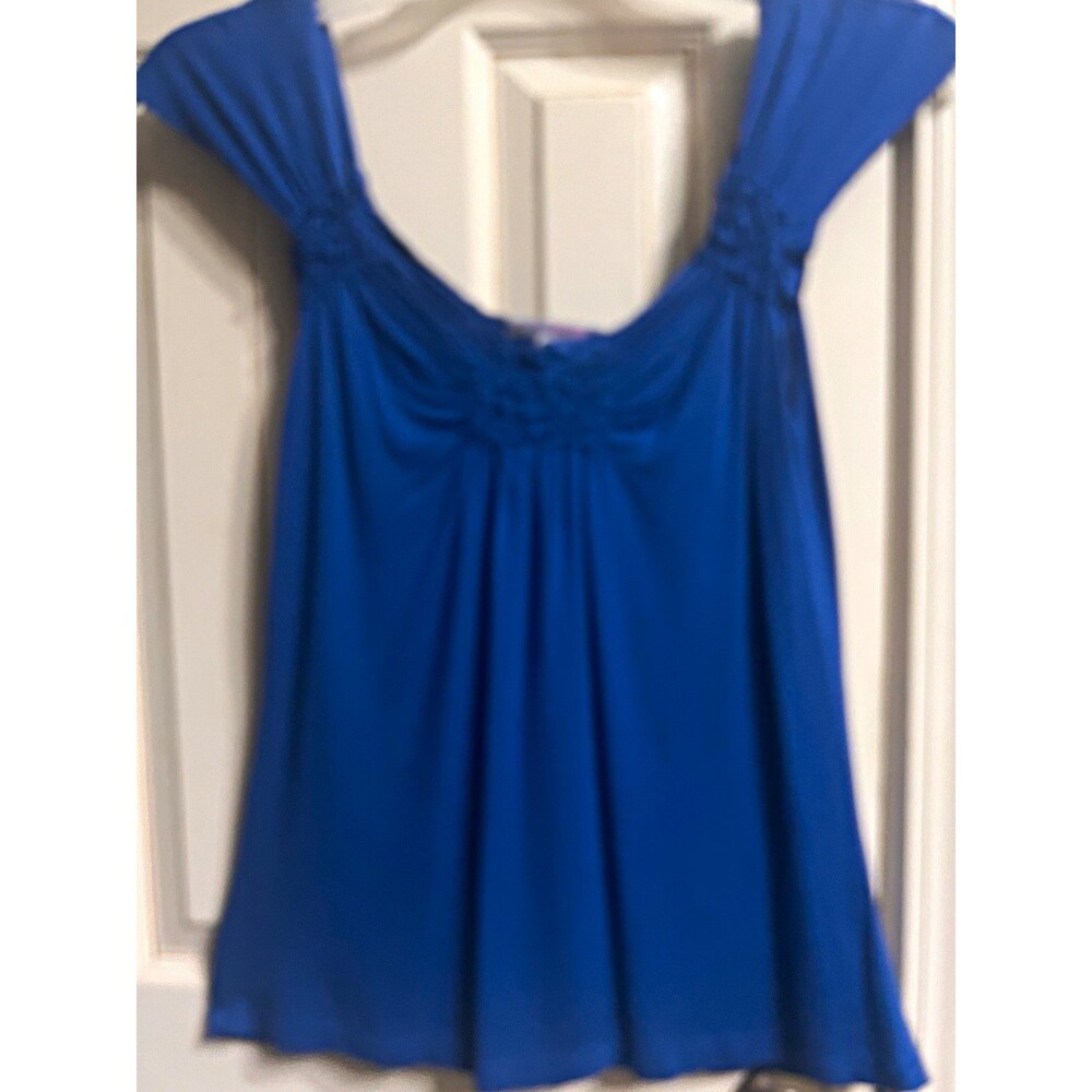 Vintage Y2K Julie’s Closet Medium Ruched Blue Babydoll Fairy Top USA 1990’s